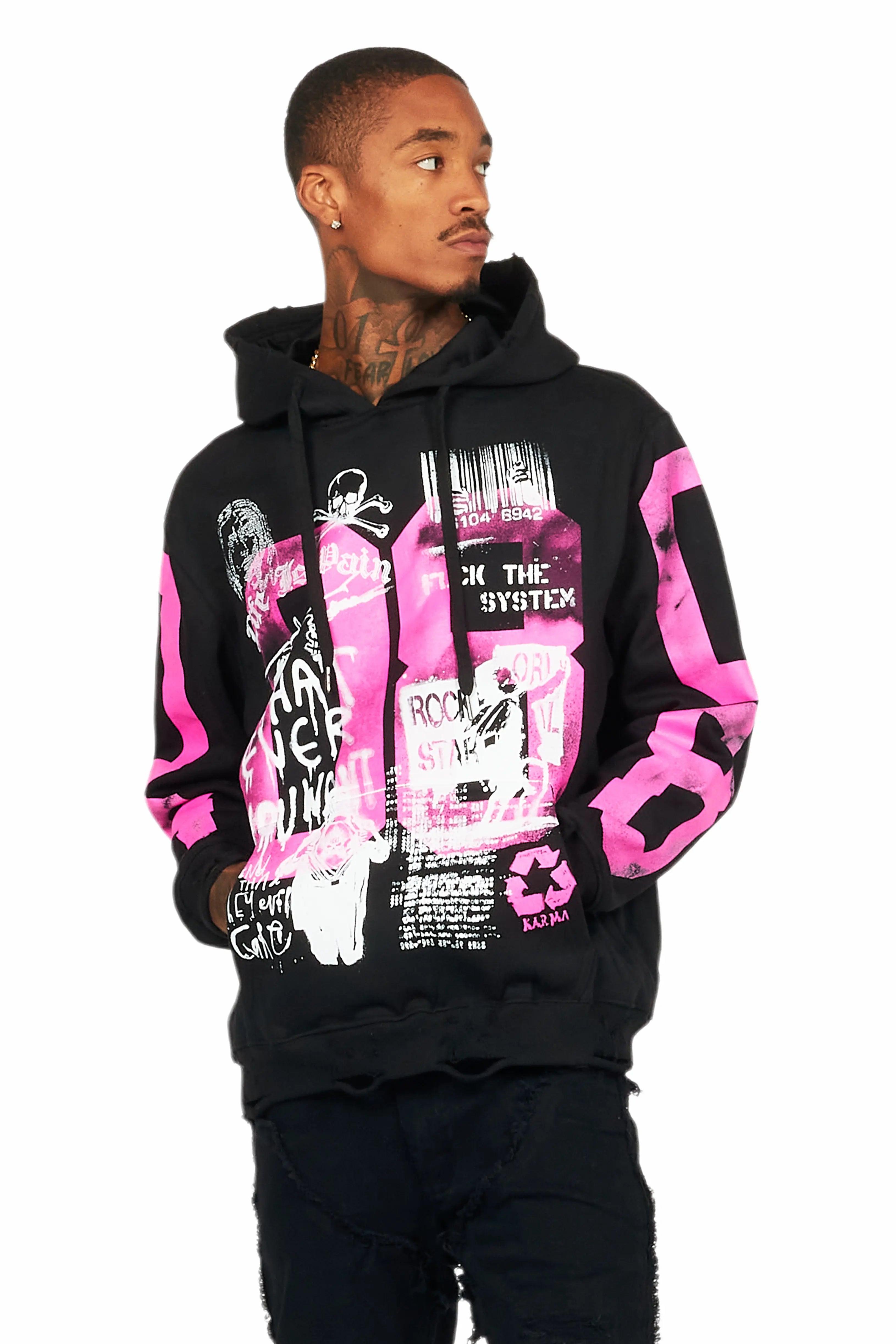 Kamille Black/Pink Oversized Hoodie Female Product Image