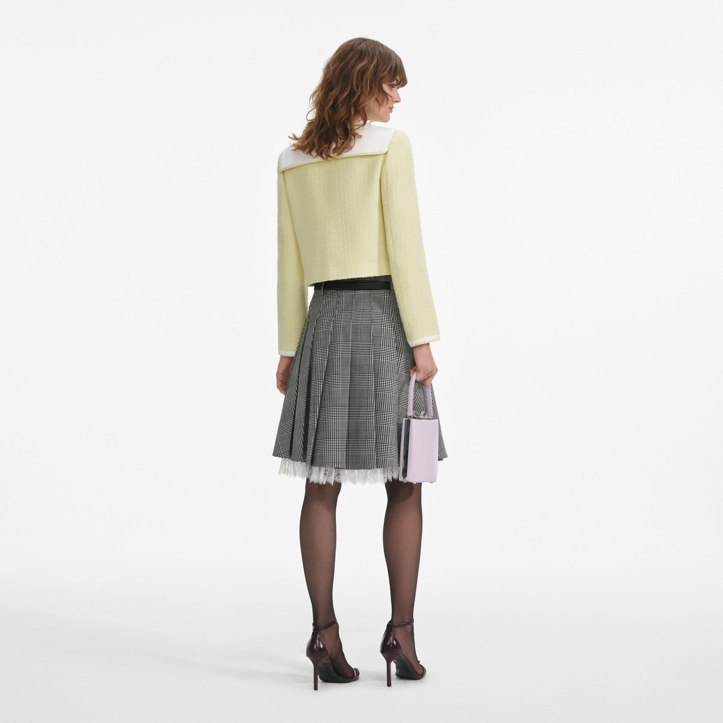 Yellow Boucle Contrast Collar Jacket Product Image