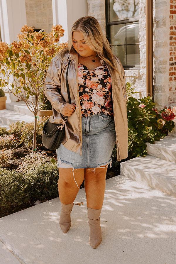 Sip Of Champagne Faux Leather Button Up Curves Product Image