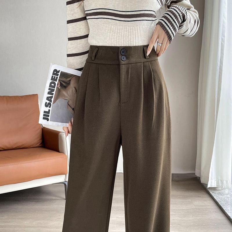 High Waist Plain Wide Leg Sweatpants (Various Designs) Product Image