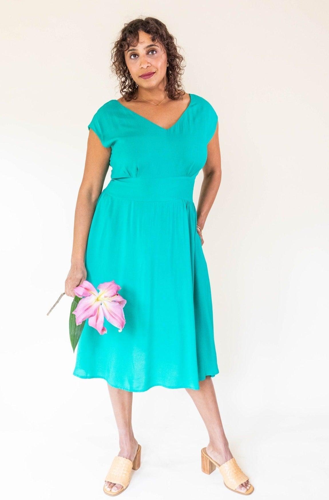 Joy dress in Teal Challis Product Image