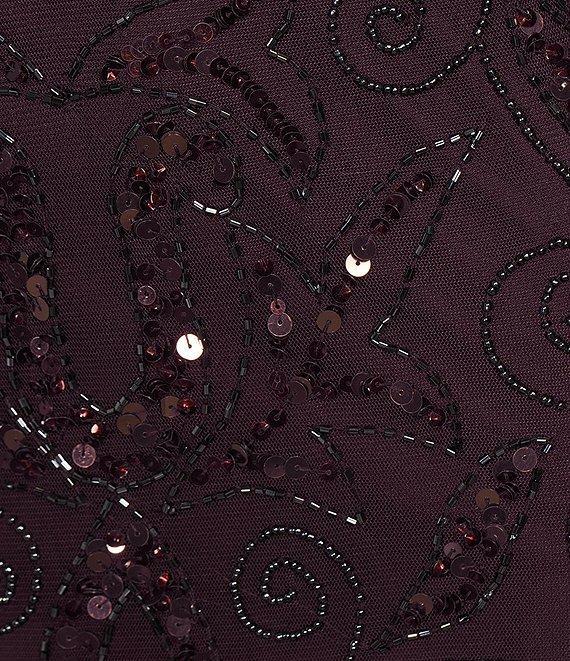 Pisarro Nights Beaded Sequin Boat Neck Illusion 3/4 Sleeve Gown Product Image