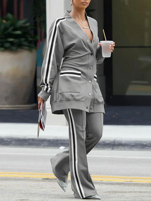 Long Sleeves Split-Joint V-Neck Outerwear Product Image