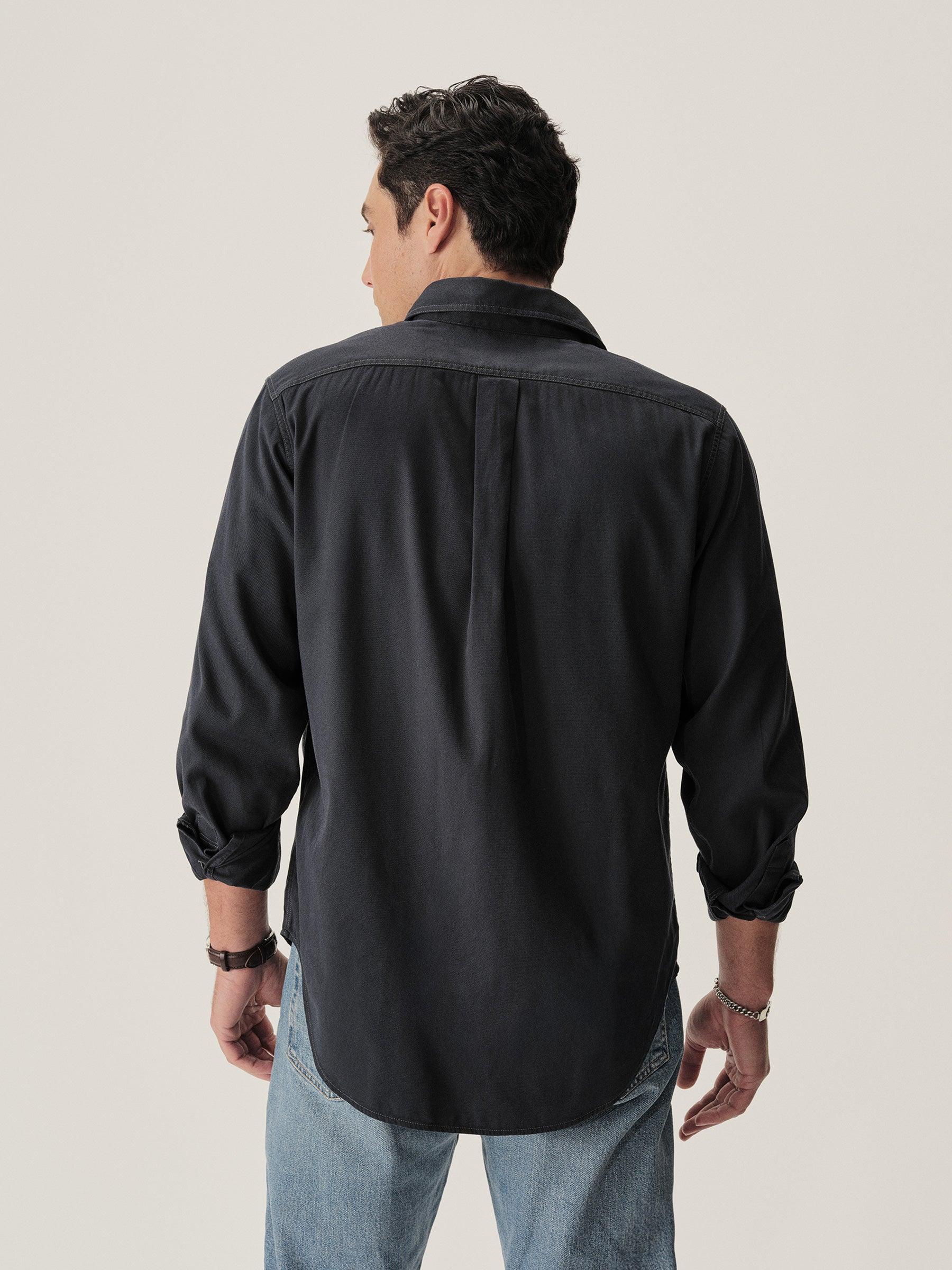 Dress Navy Draped Twill One Pocket Shirt Product Image
