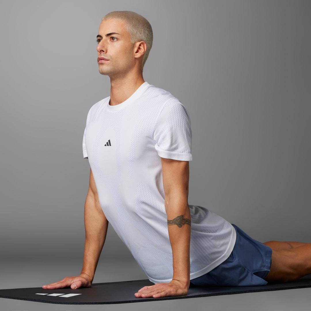 adidas Designed for Training Yoga Seamless Tee Shadow Fig L Mens Product Image