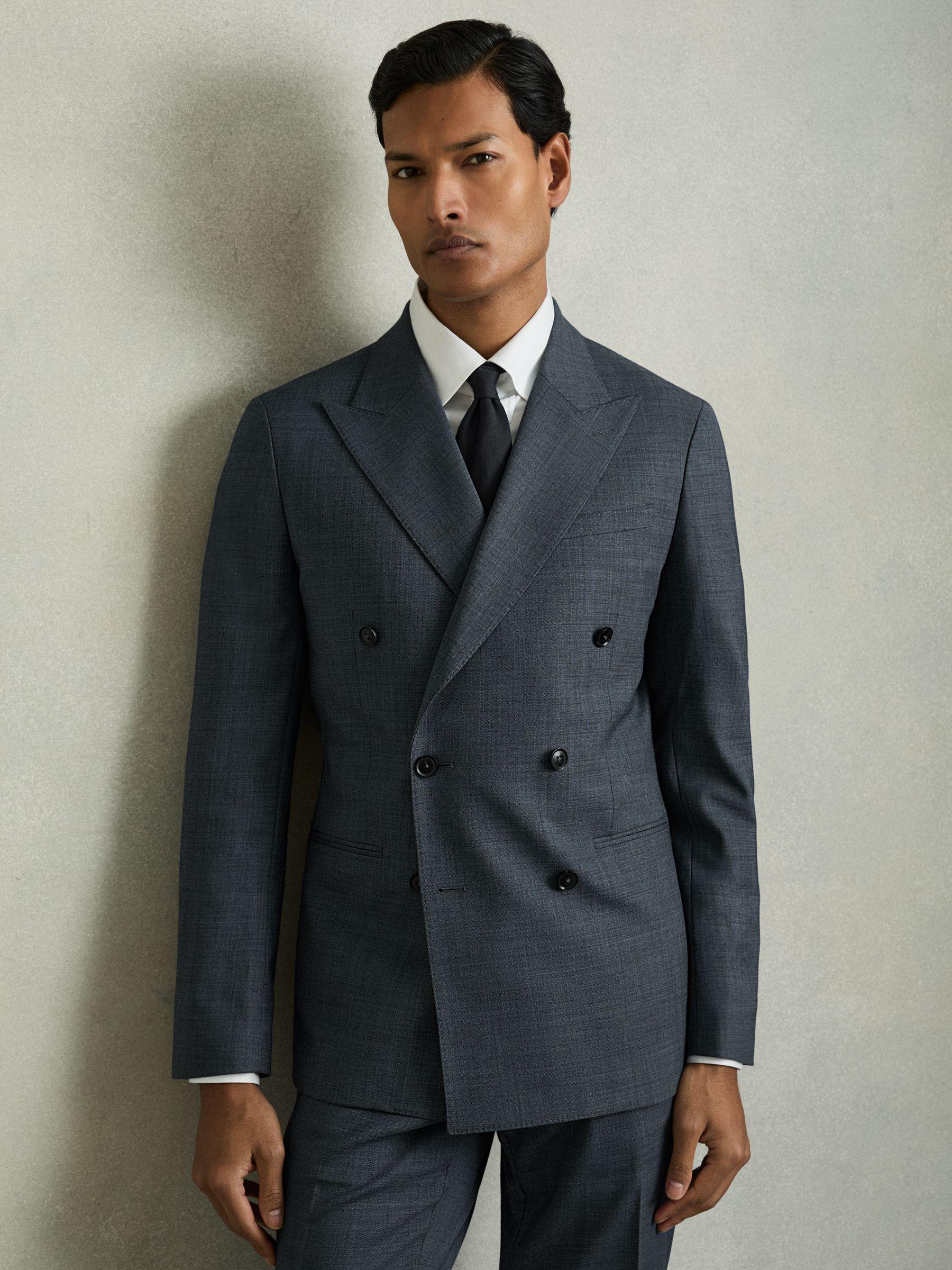 Slim Fit Linen Single Breasted Check Suit Blazer in Oatmeal Product Image