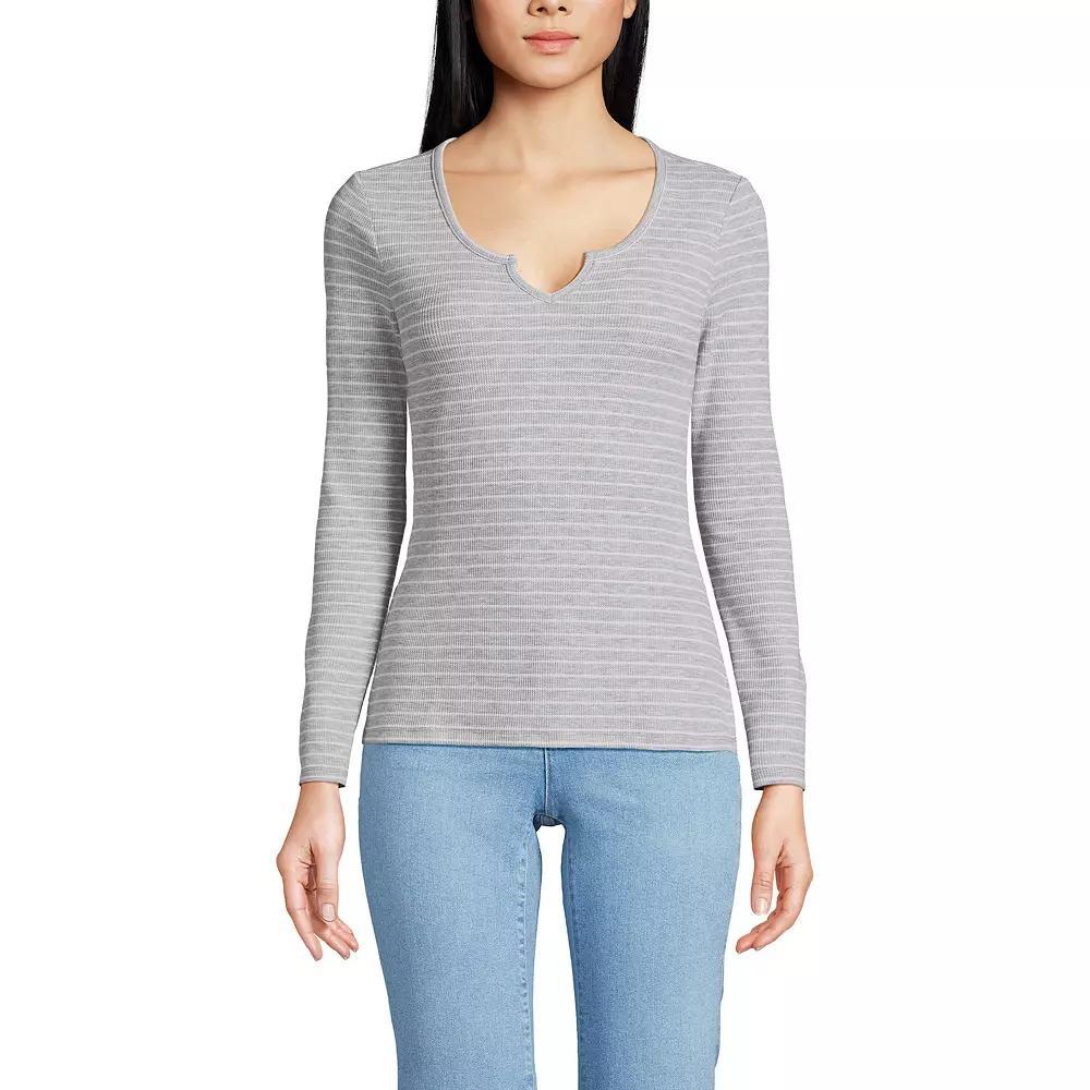 Women's Lands' End Waffle Notch Neck Top,  Product Image