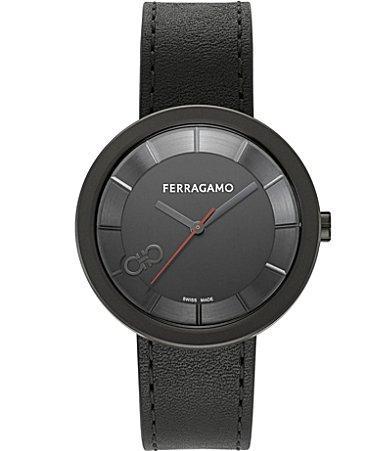 Salvatore Ferragamo Womens Curve V2 Quartz Analog Black Leather Strap Watch Product Image