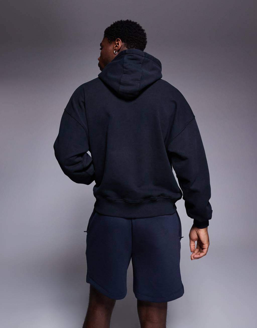 4505 quick dry heavyweight training hoodie in washed black  Product Image