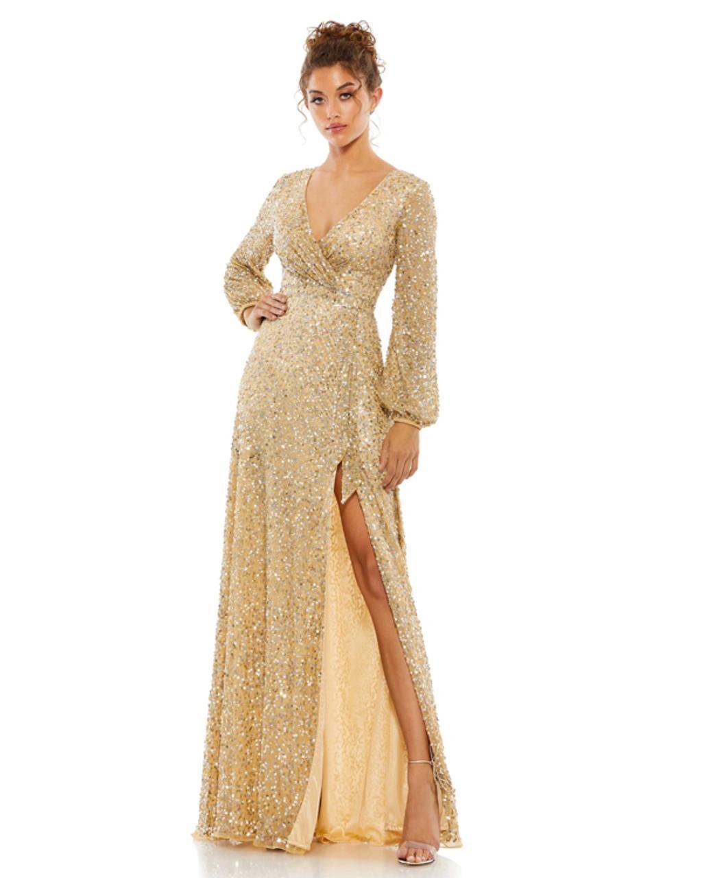 Multi-colored Sequin Silver Gown In Champagne Product Image