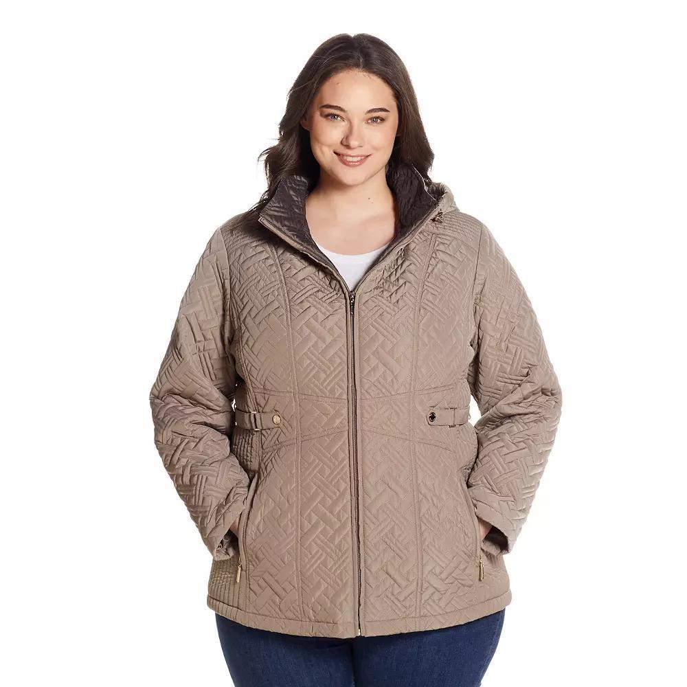Plus Size Gallery Hooded Midweight Quilted Jacket, Women's, Size: 3XL, Brown Product Image