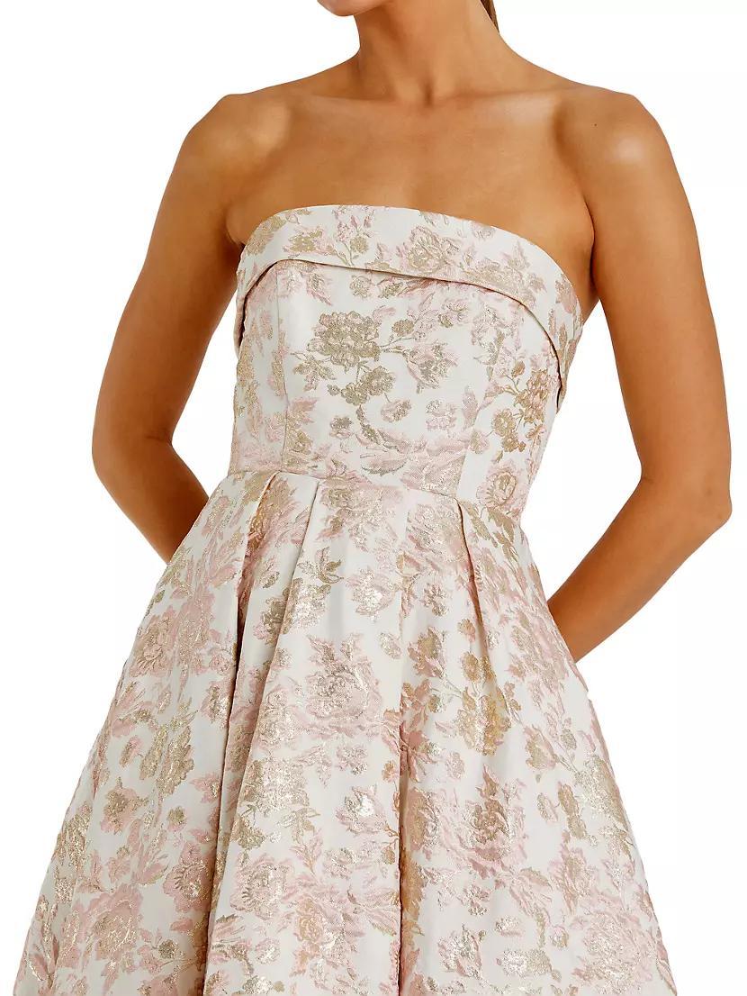 Floral Brocade A-Line Strapless Cocktail Dress Product Image