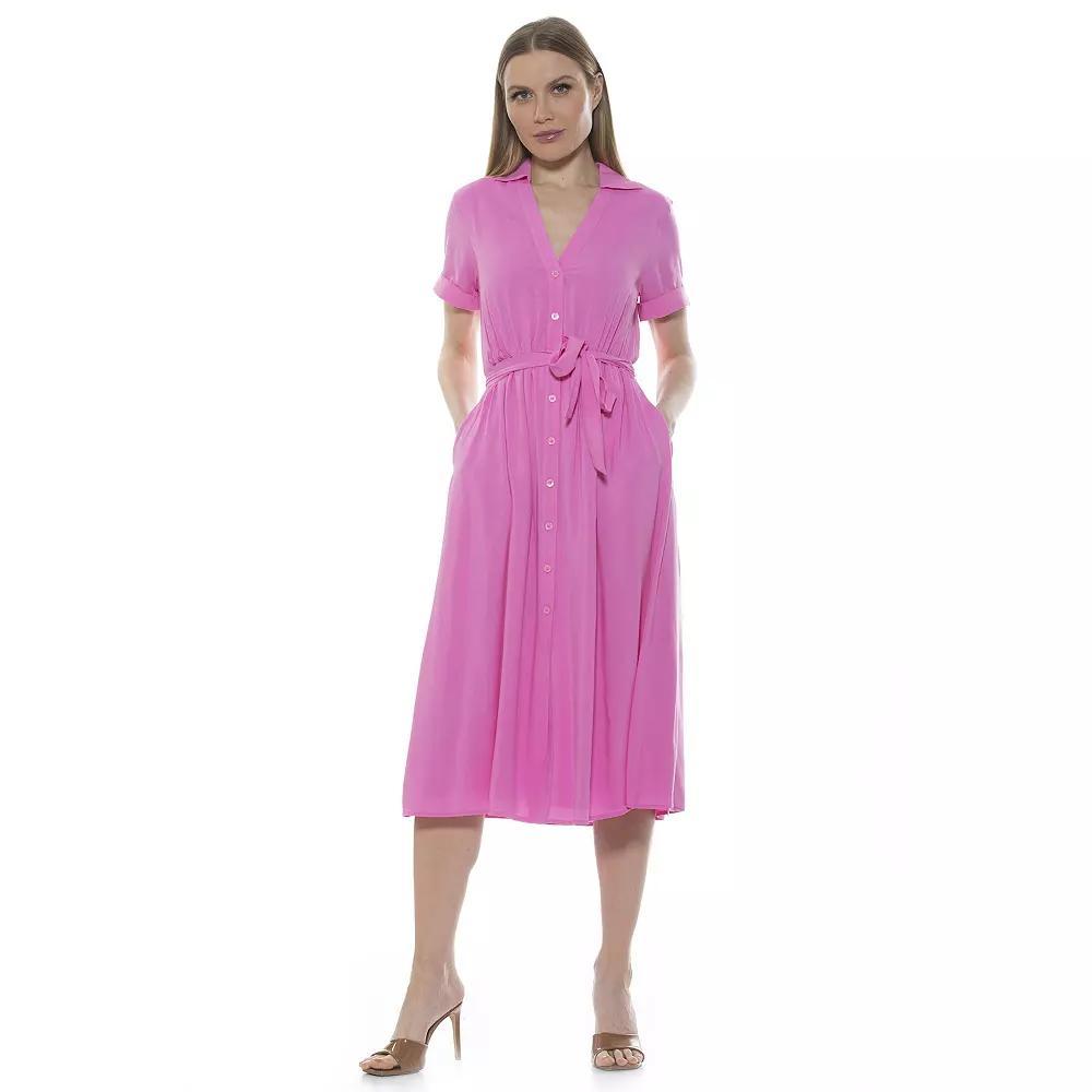 Women's ALEXIA ADMOR Liv Button-Down Midi Shirt Dress,  Product Image