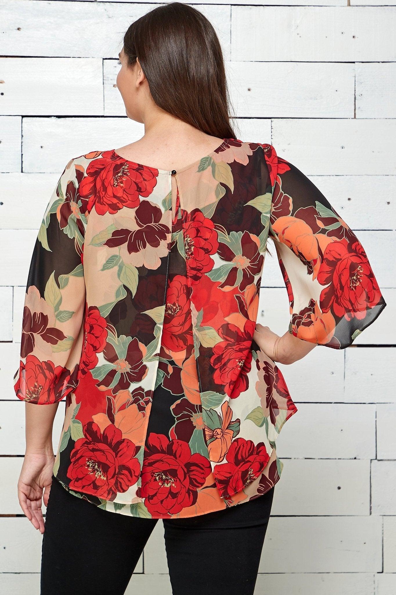 Floral Print Chiffon Blouse - Plus Product Image