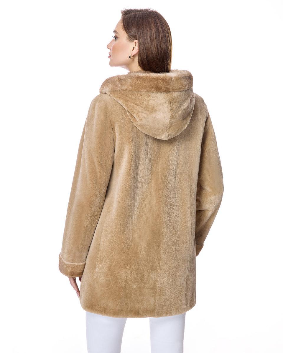 Reversible Sheared Mink Jacket with Hood Product Image