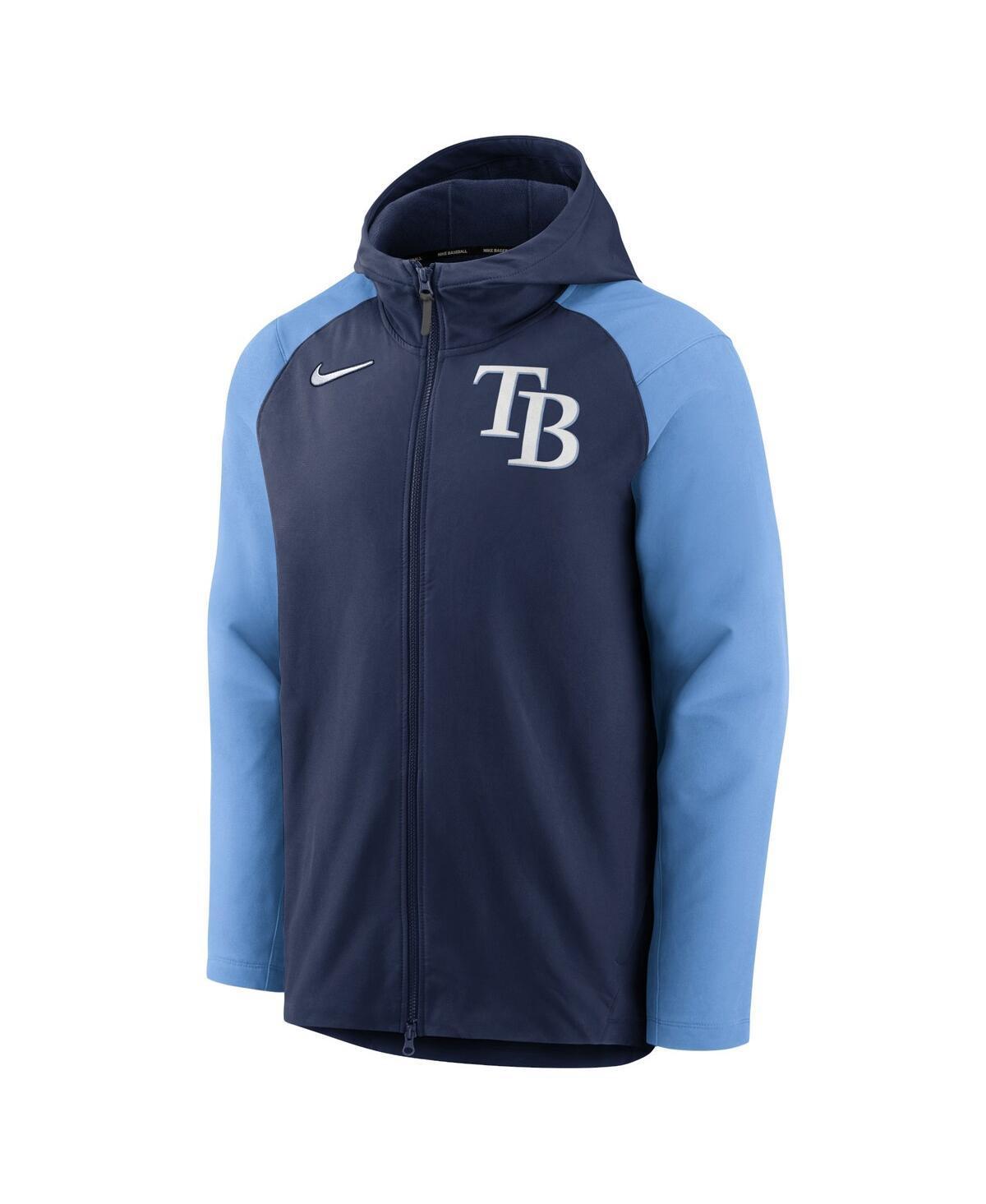 NIKE Men's  Navy, Light Blue Tampa Bay Rays Authentic Collection Performance Raglan Full-zip Hoodie In Navy,light Blue Product Image