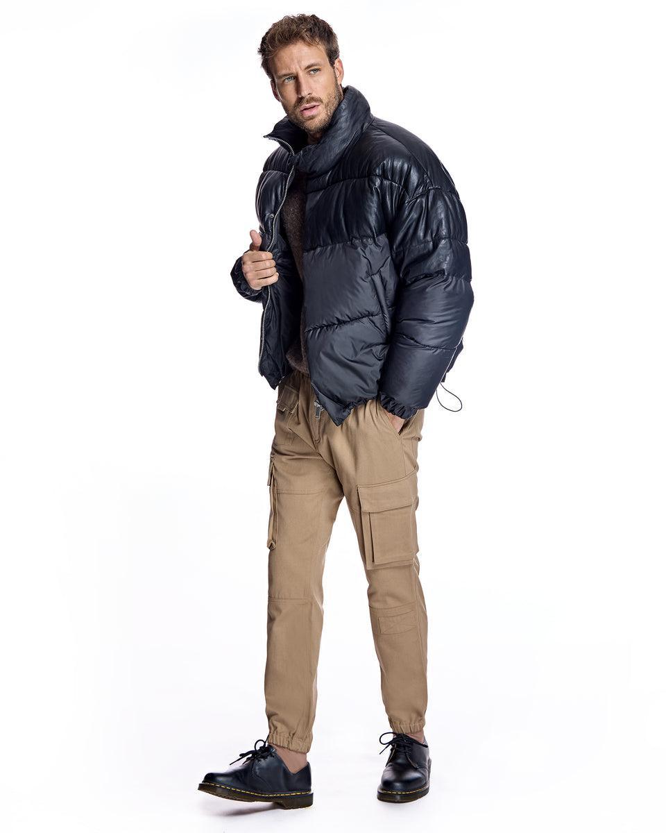 Men's Leather and Poly Horizontal Bomber Product Image