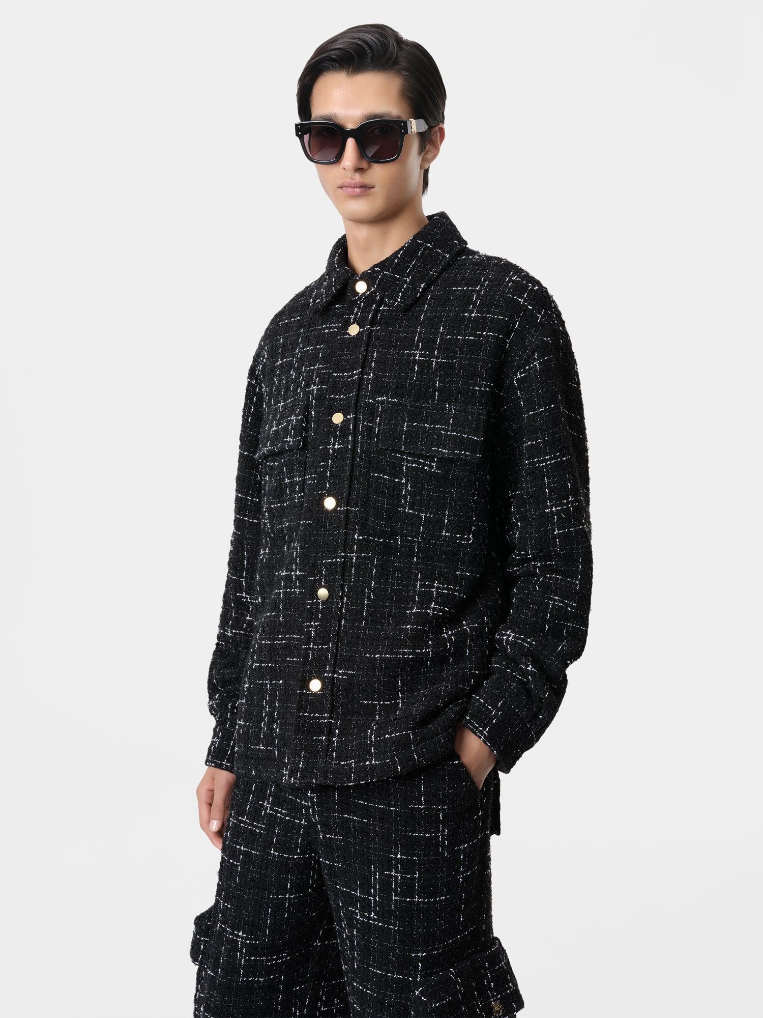 FLECK TWEED PADDED OVERSHIRT - Black Male Product Image