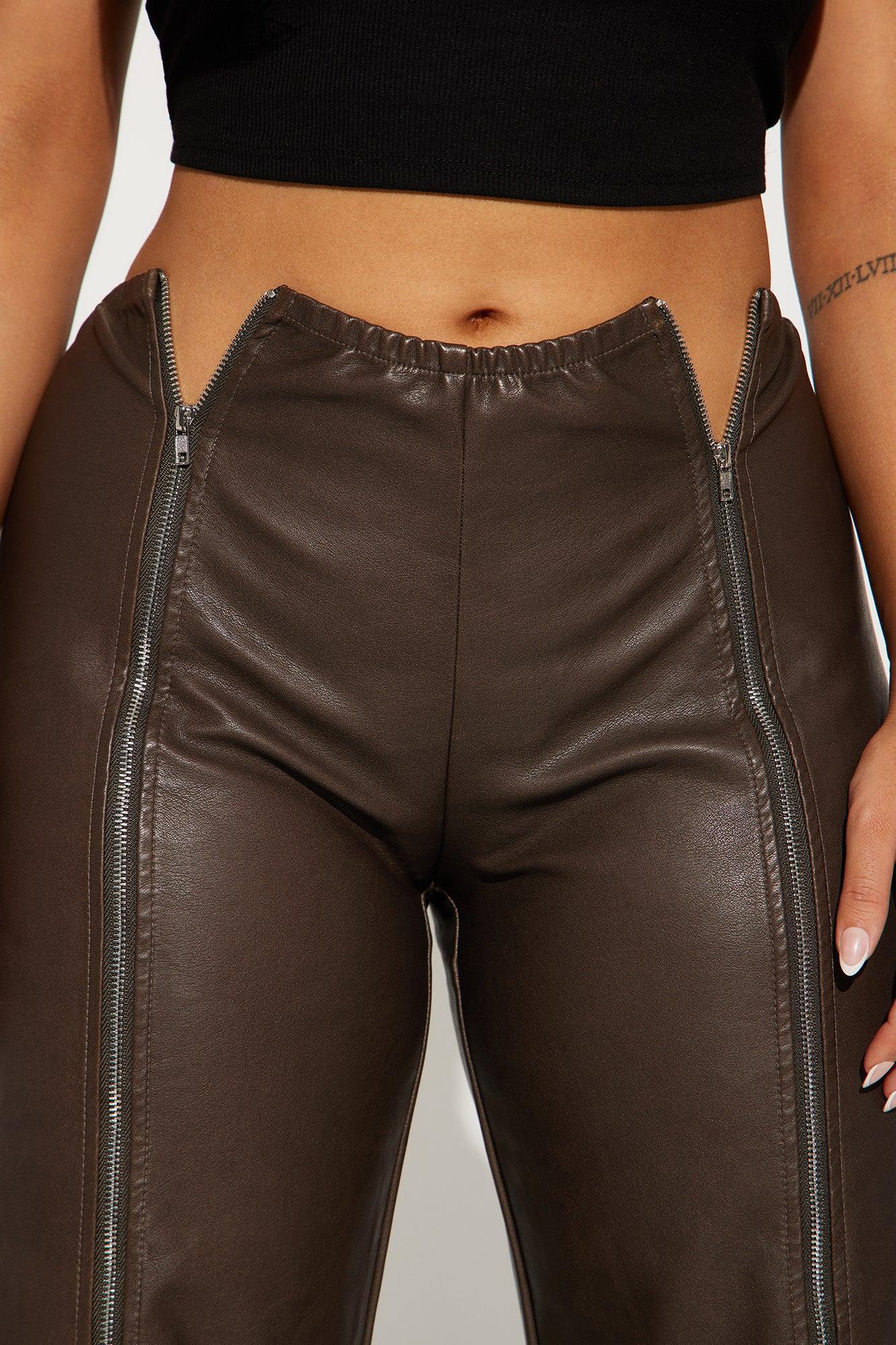 Trinity Faux Leather Pant - Chocolate Product Image