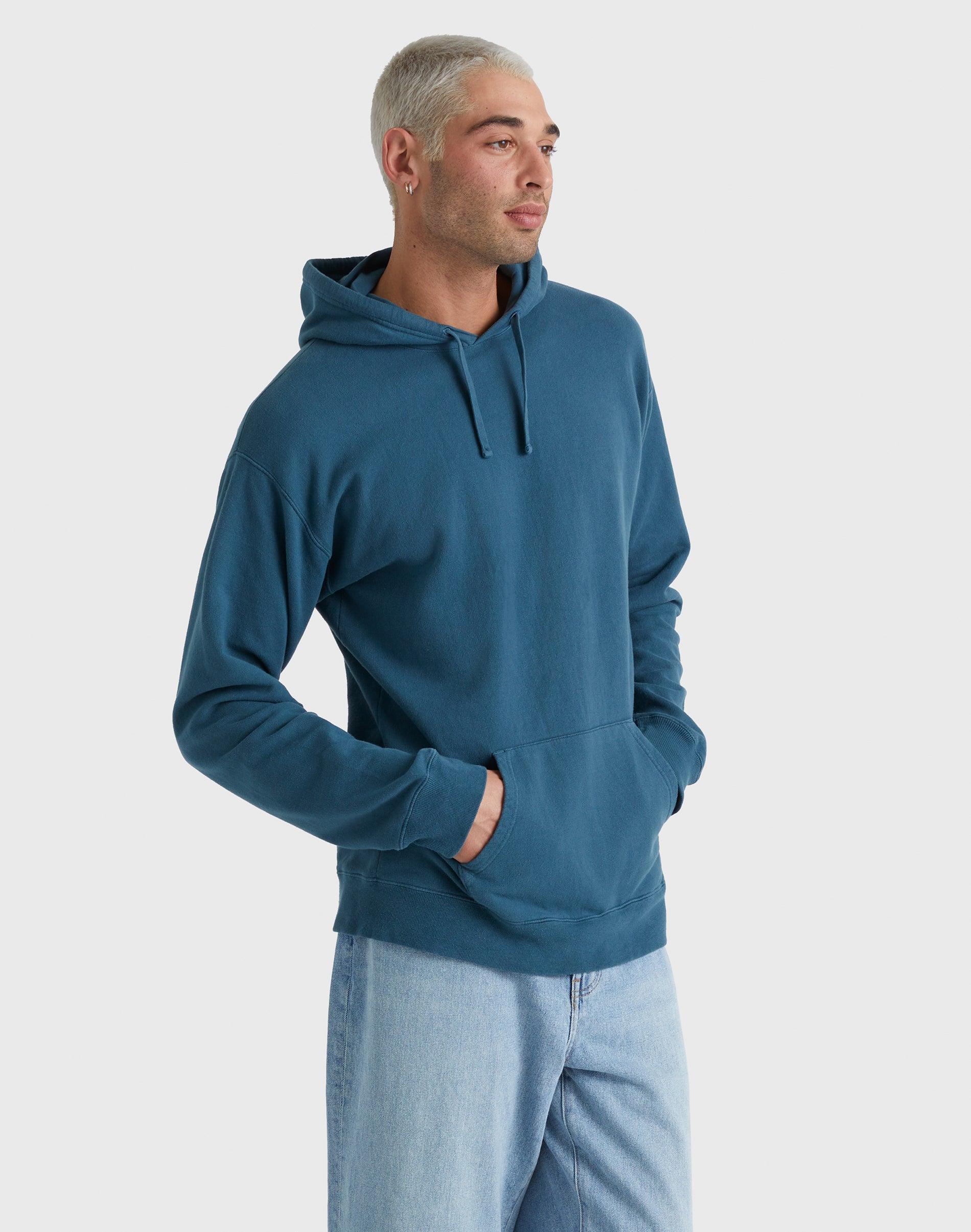 Hanes Mens Garment Dyed Fleece Hoodie Concrete Gray 2XL Product Image