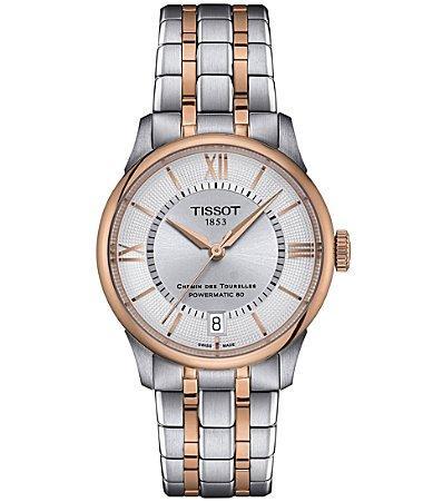 Tissot Womens Chemin Des Tourelles Powermatic 80 Automatic Light Blue Leather Strap Watch Product Image