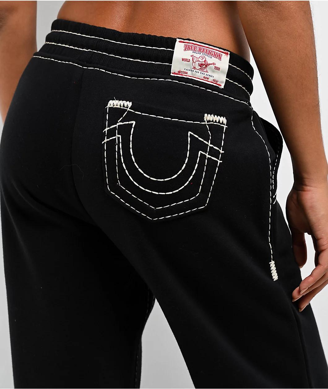 True Religion Super T Fleece Black Sweatpants Product Image