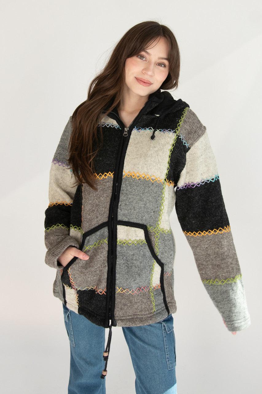 Heavy Wool Patchwork Jacket Product Image