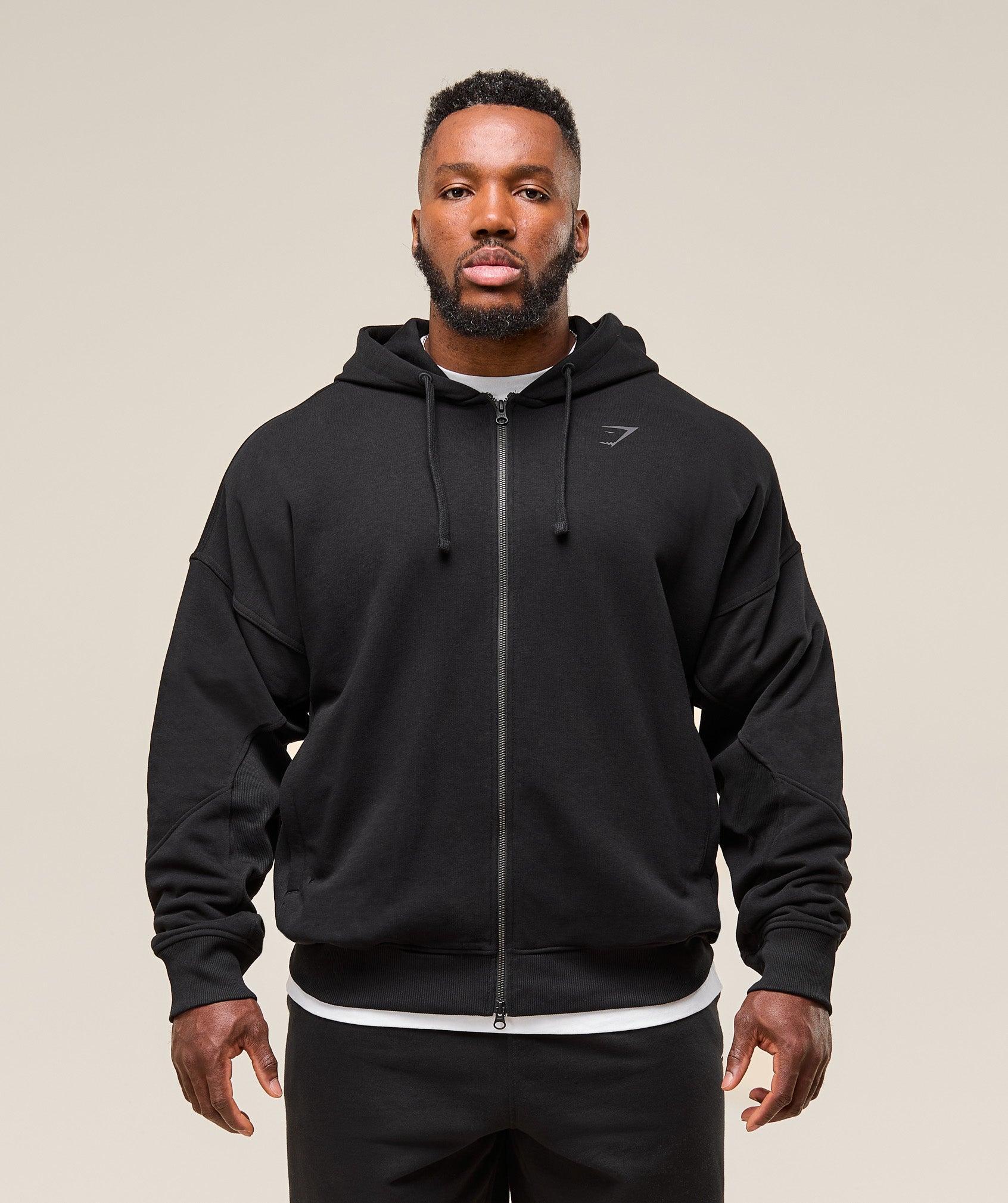 Gymshark Power Zip Up Hoodie - Black Male Product Image