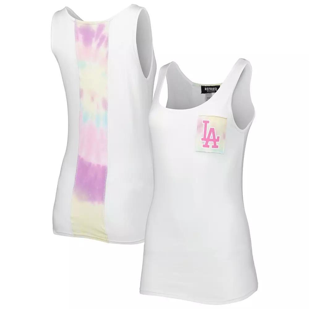 Women's Refried Apparel White Los Angeles Dodgers Tie-Dye Tank Top,  Product Image