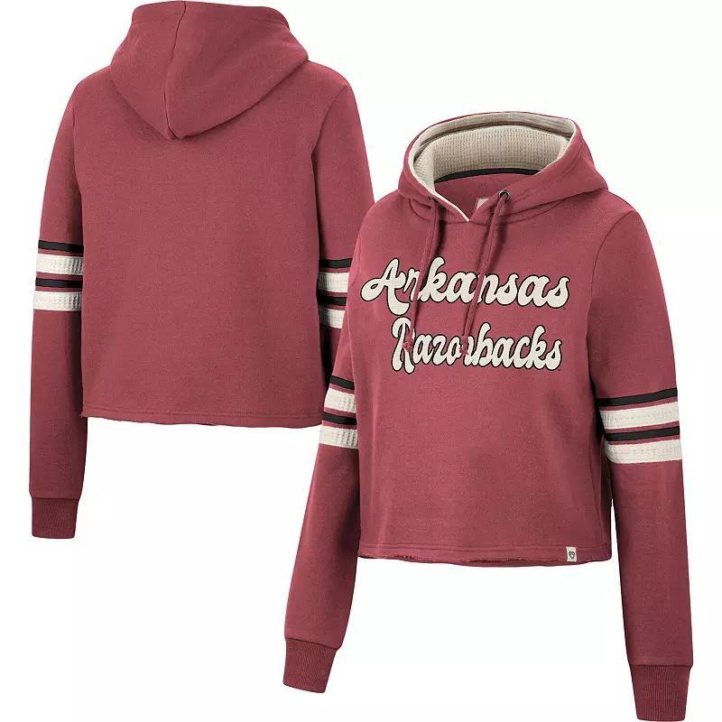 Women's Colosseum Cardinal Arkansas Razorbacks Retro Cropped Pullover Hoodie, Size: 2XL, Red Product Image