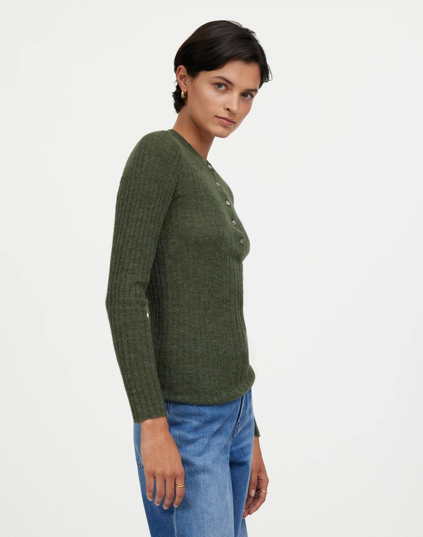 Alpaca-Blend Henley Sweater Product Image