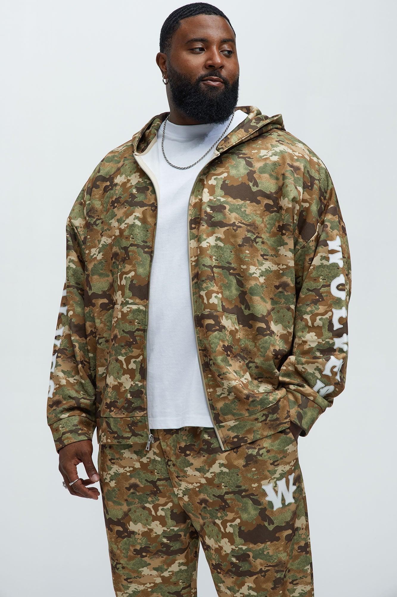 Wolves Camo Oversized Zip Up Hoodie - Camouflage Product Image