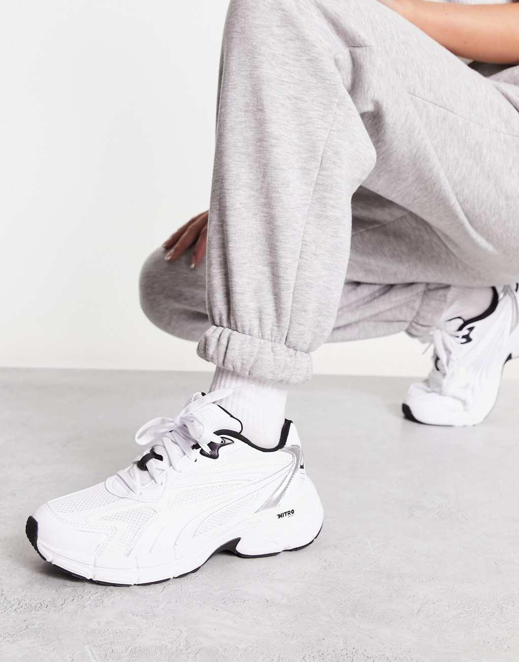 PUMA Teveris Nitro metallic sneakers in white with silver detail Product Image