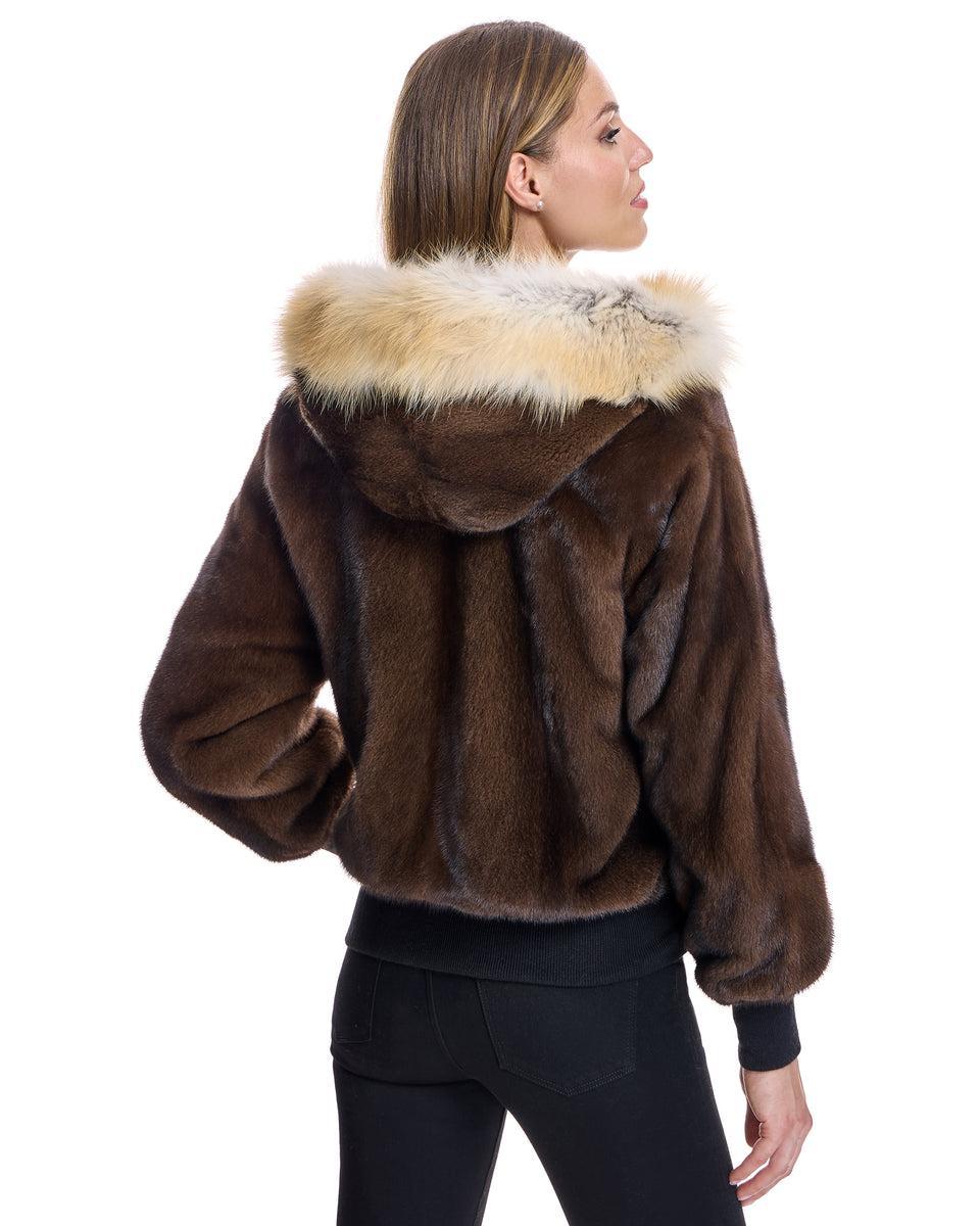 Reversible Mink Jacket with Fox Trimmed Hood Product Image