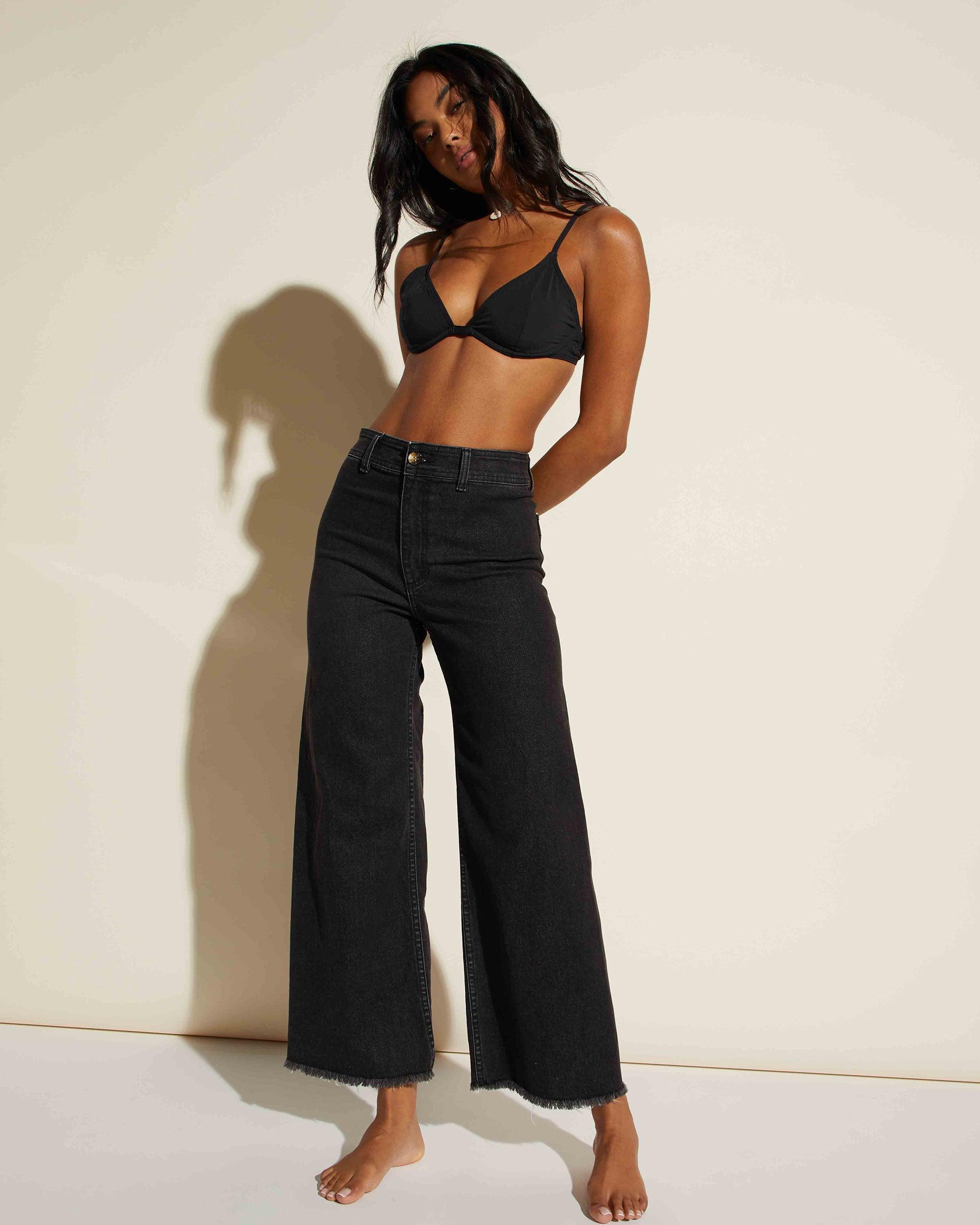 Free Fall High-Waist Pants - Black Rinse Female Product Image