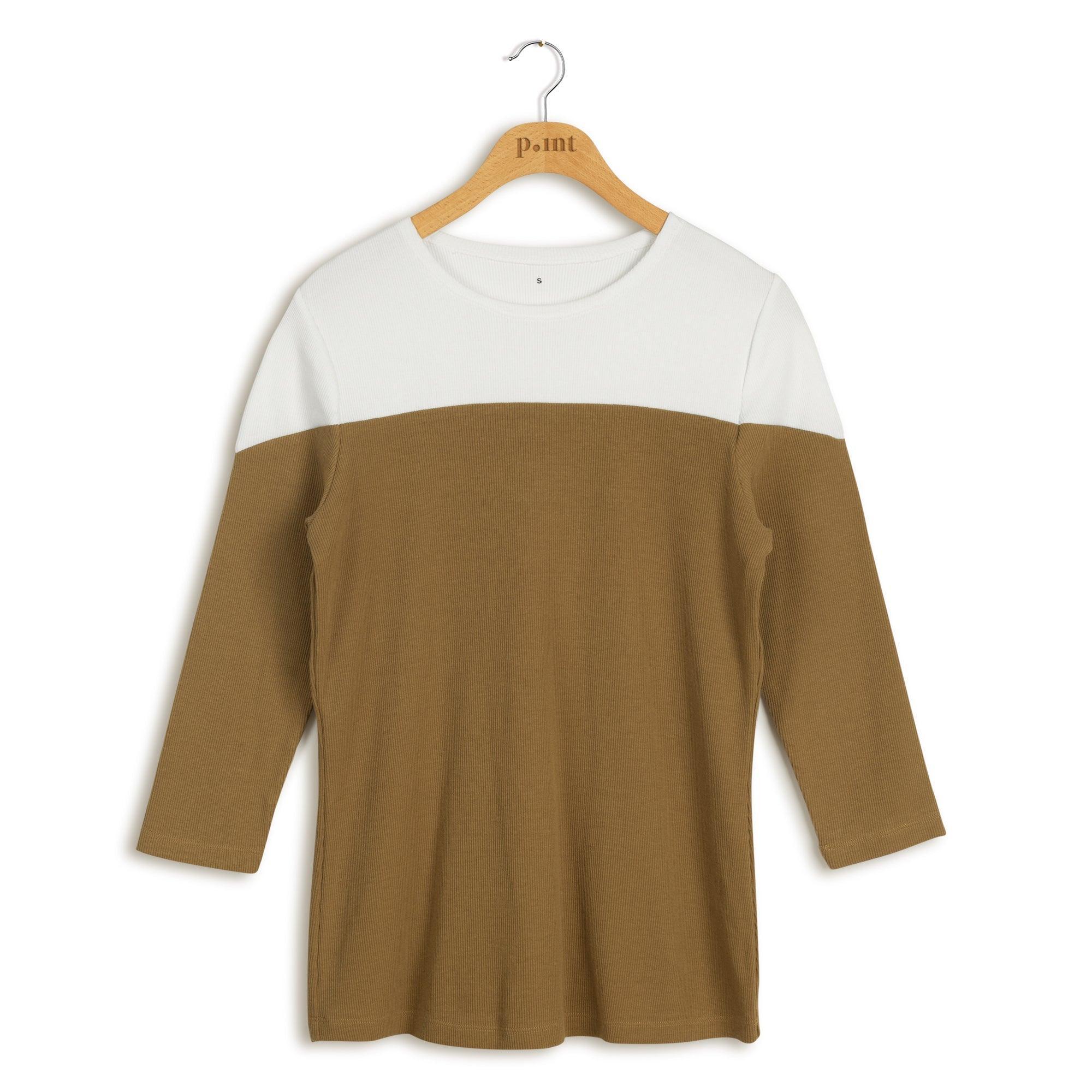 Point Ribbed Colorblock Crewneck Top Product Image