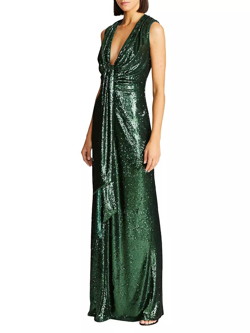 Magdalena Draped Sequined Gown Product Image