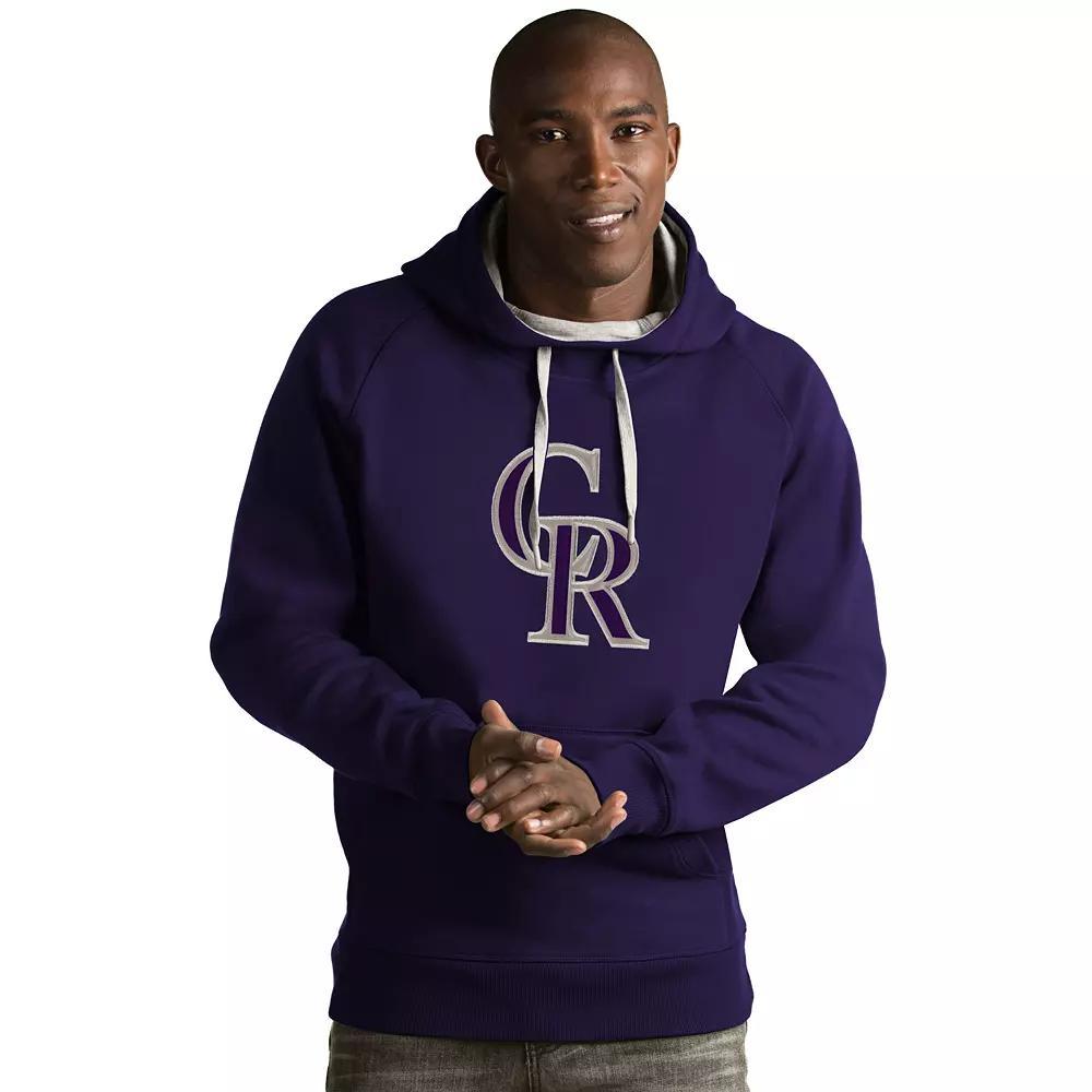 Men's Antigua Colorado Rockies Victory Logo Hoodie, Size: XL, Purple Product Image