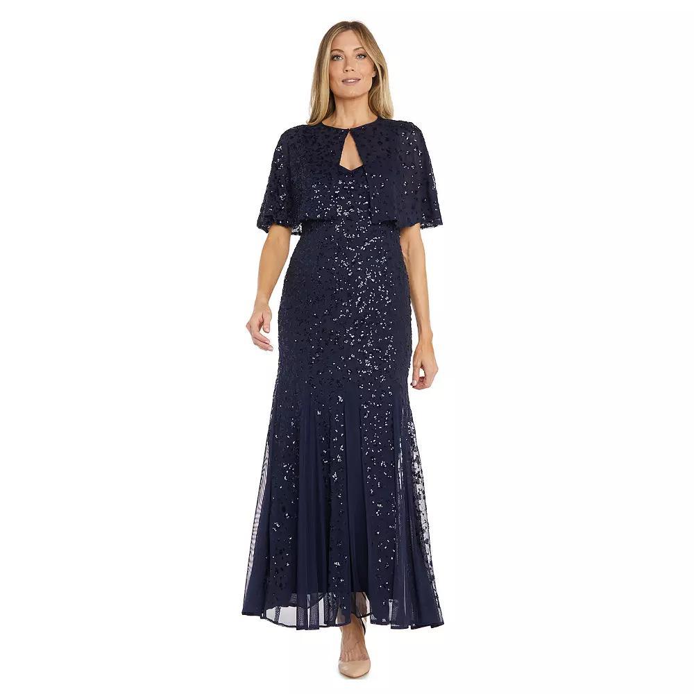 Women's R&M Richards Bolero Jacket With Long Beaded And Sequin Dress,  Product Image