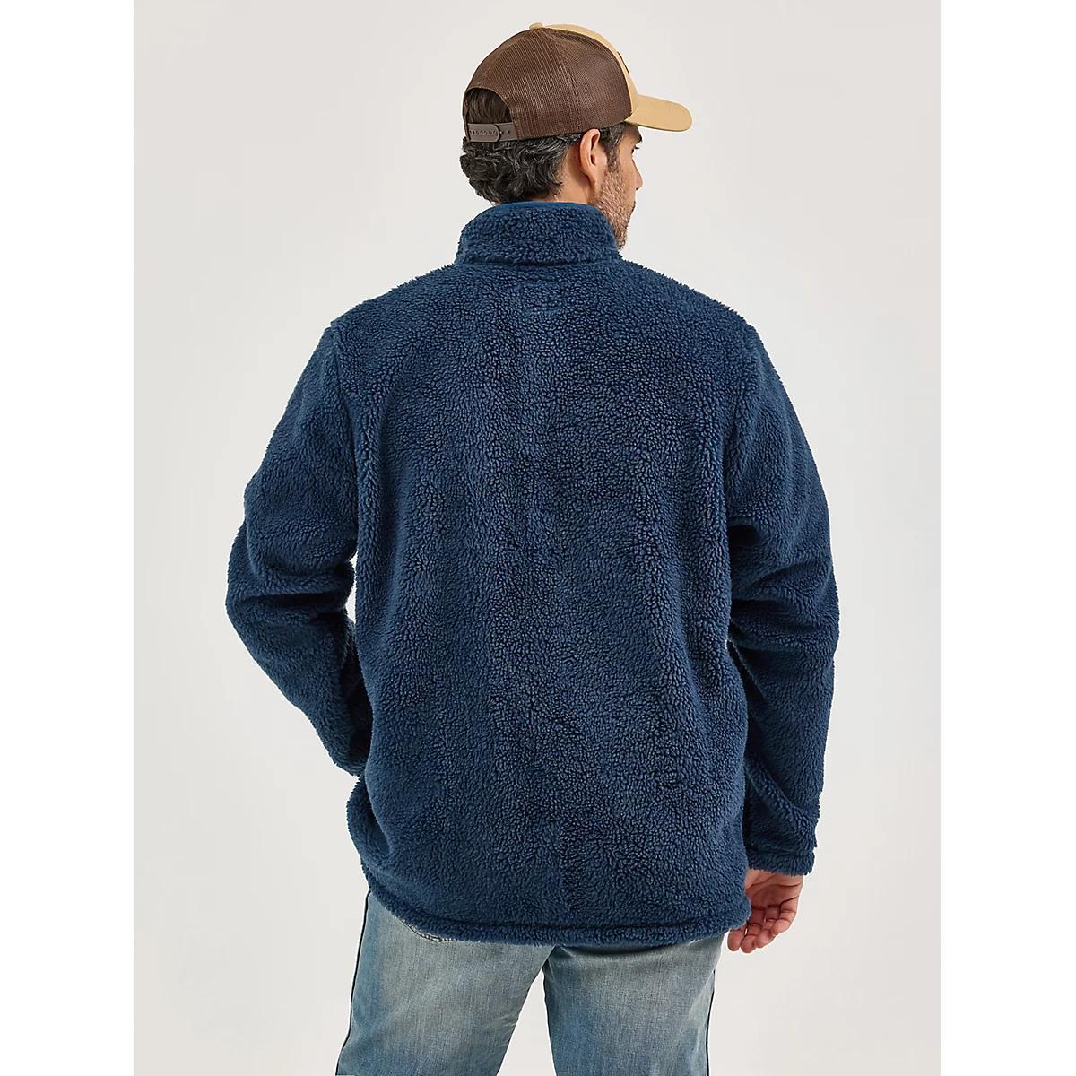 Men's Wrangler Quarter Snap Sherpa Pullover in Moonlight Blue Product Image
