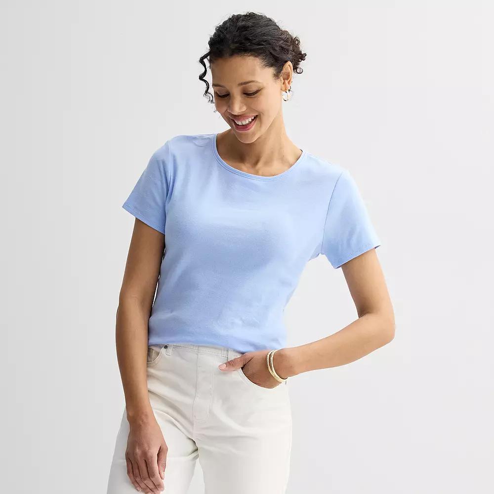 Women's Croft & Barrow® Essential Crewneck Tee, Size: Medium, Hepatica Blue Product Image