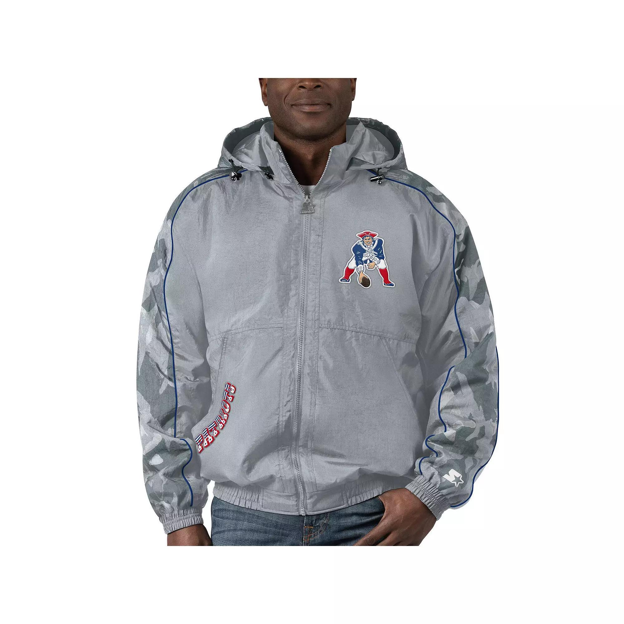 Men's Starter Gray New England Patriots Thursday Night Gridiron Throwback Full-Zip Jacket,  Product Image
