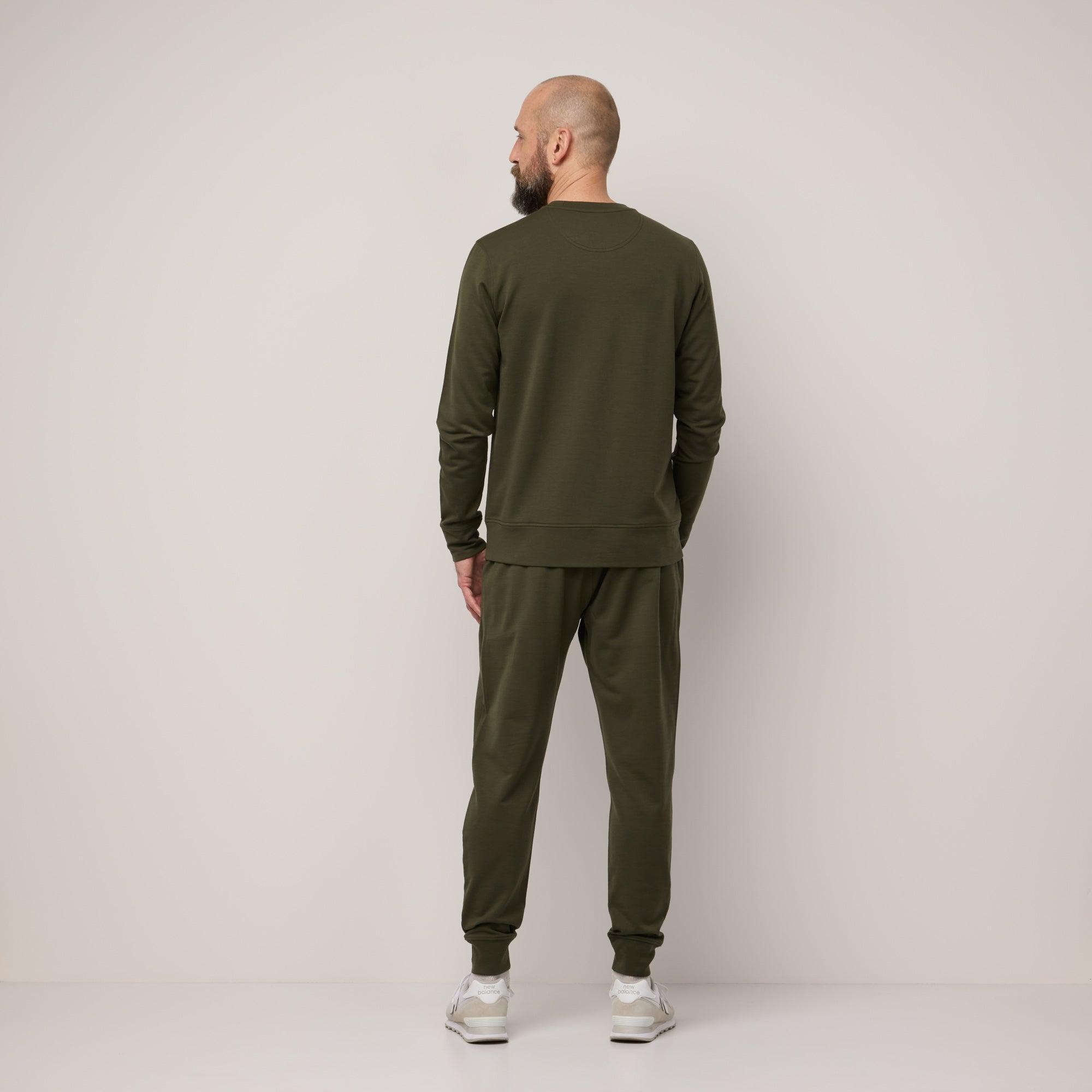 Merino Wool French Terry Crewneck | Forest Night Product Image