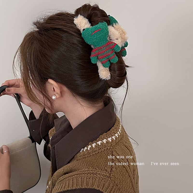 Frog Knit Chenille Hair Claw Clip Product Image