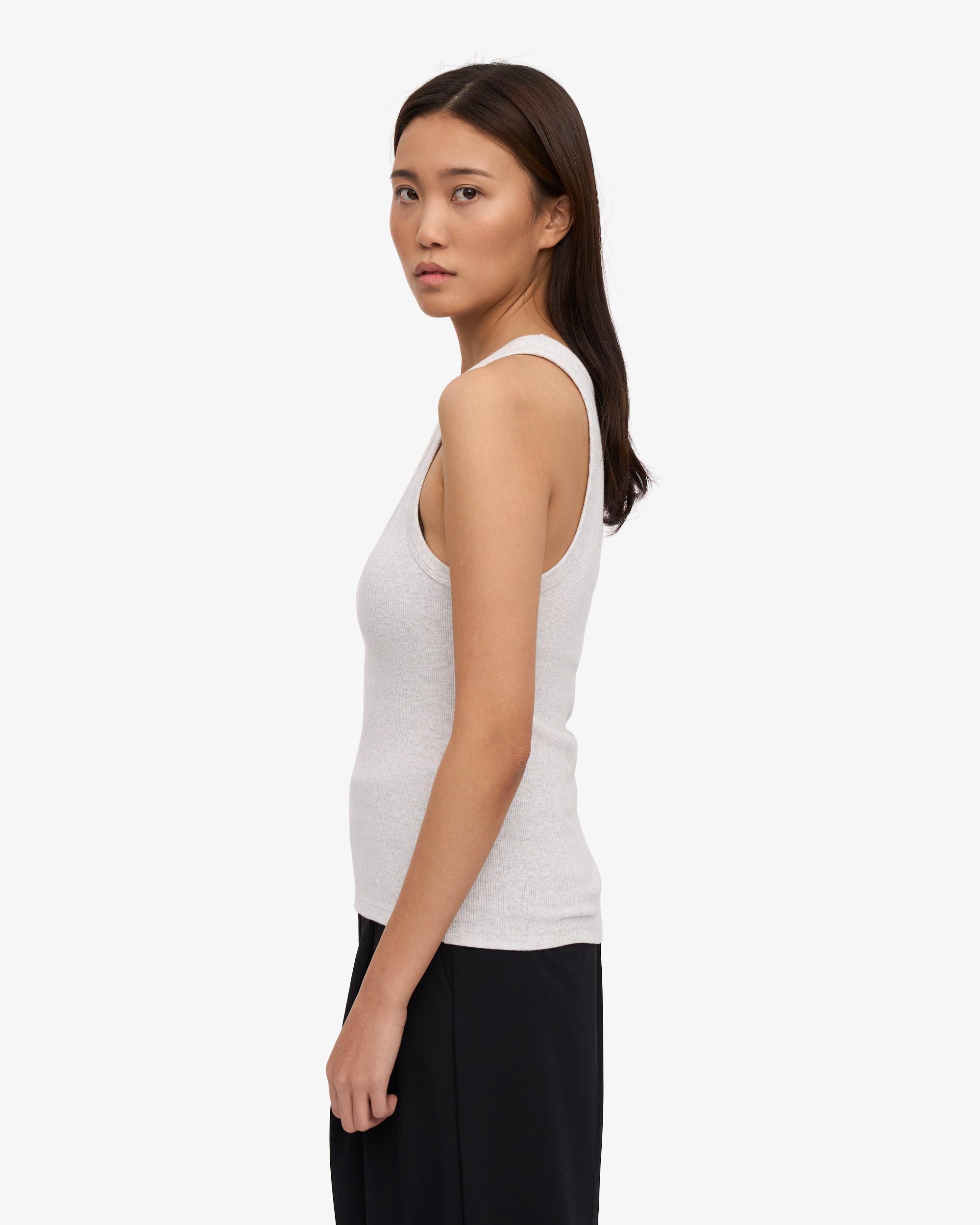 Women Organic Rib Tank Top - Snow Melange Product Image