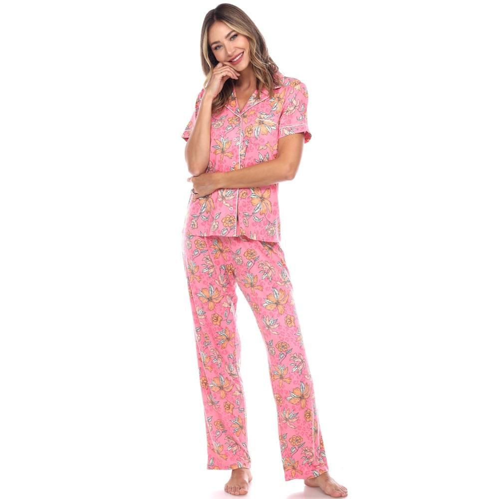 Women's Short Sleeve Top and Pants Pajama Set - White Mark Product Image