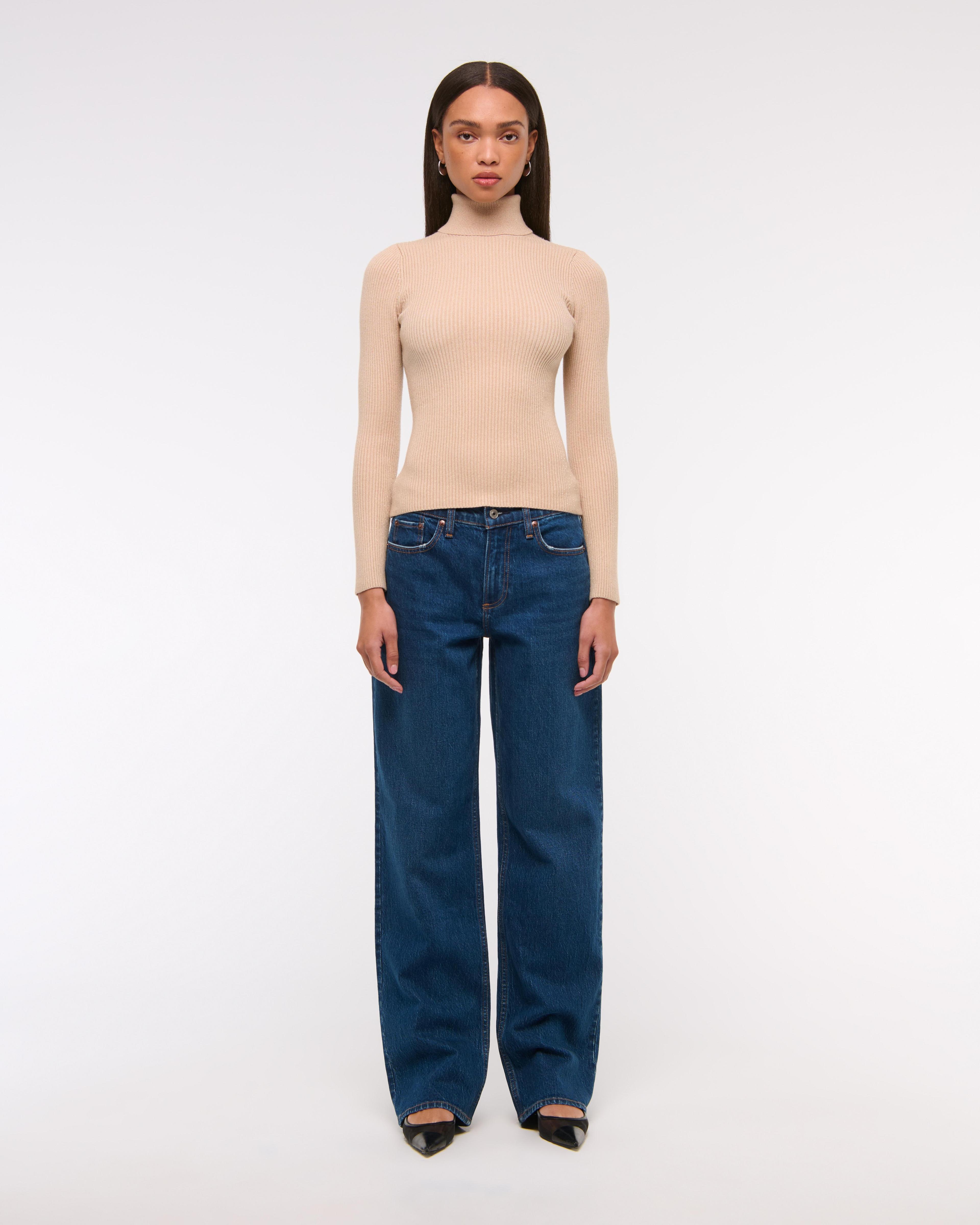 LuxeLoft Lurex Slim Ribbed Turtleneck Top Product Image