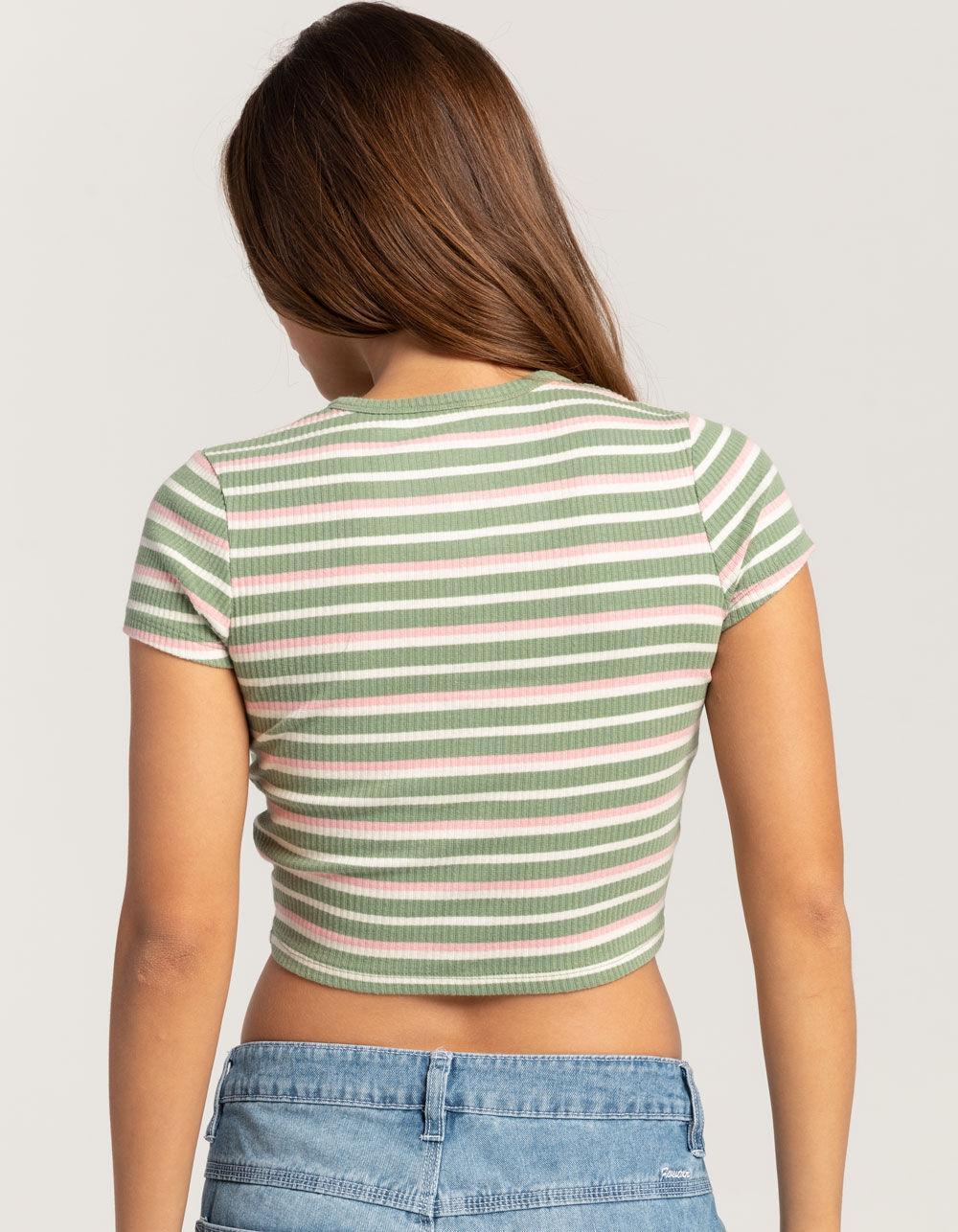 FIVESTAR GENERAL CO. Stripe Button Knit Womens Top Product Image