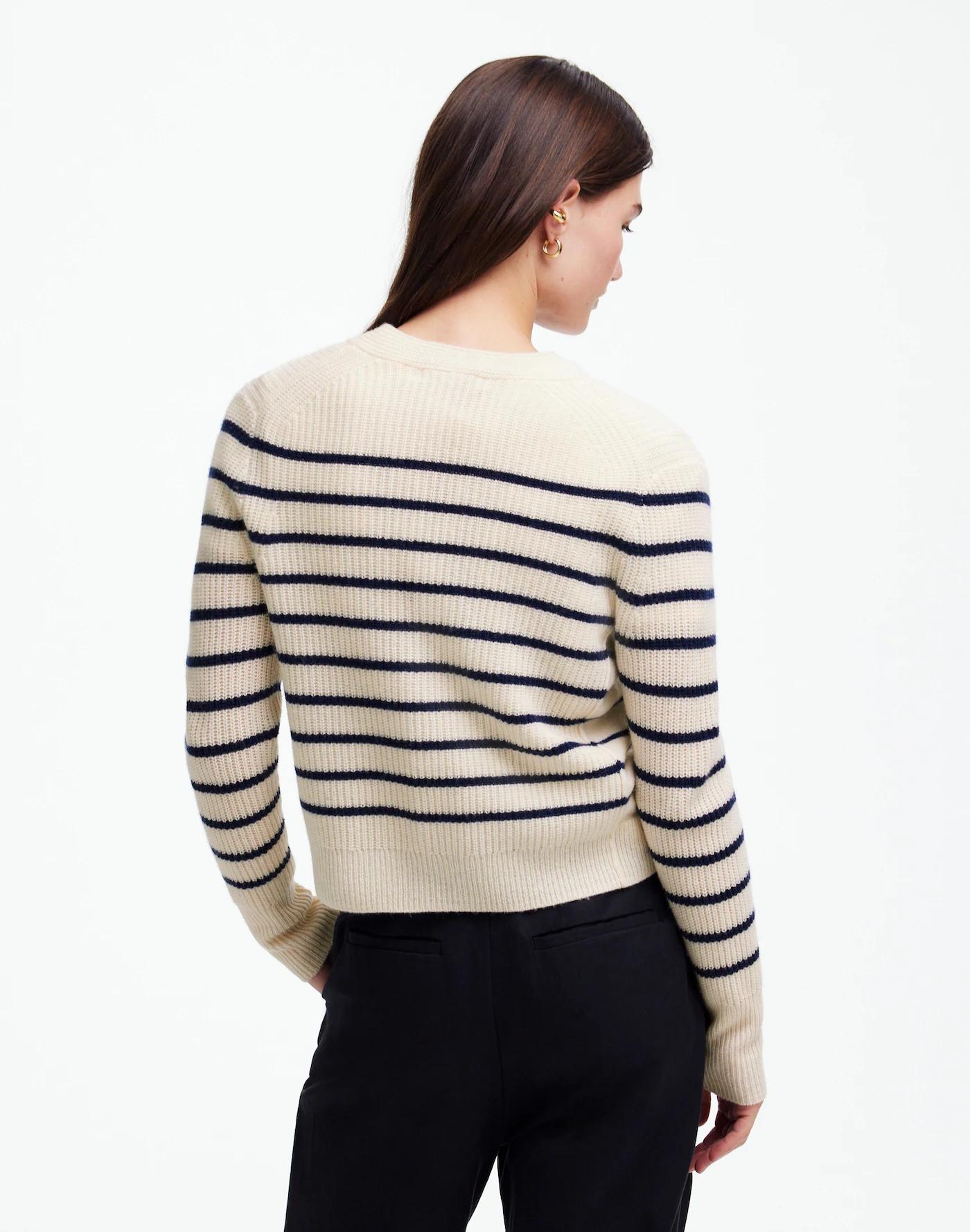 SoftWool V-Neck Cardigan in Stripe Product Image