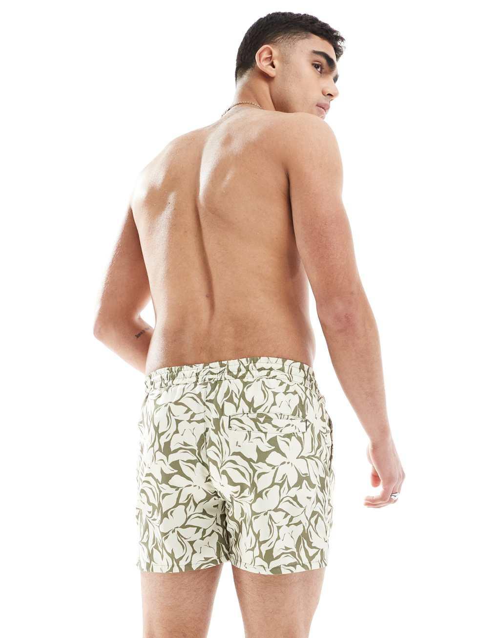 Aray floral abstract print swim shorts in green Product Image